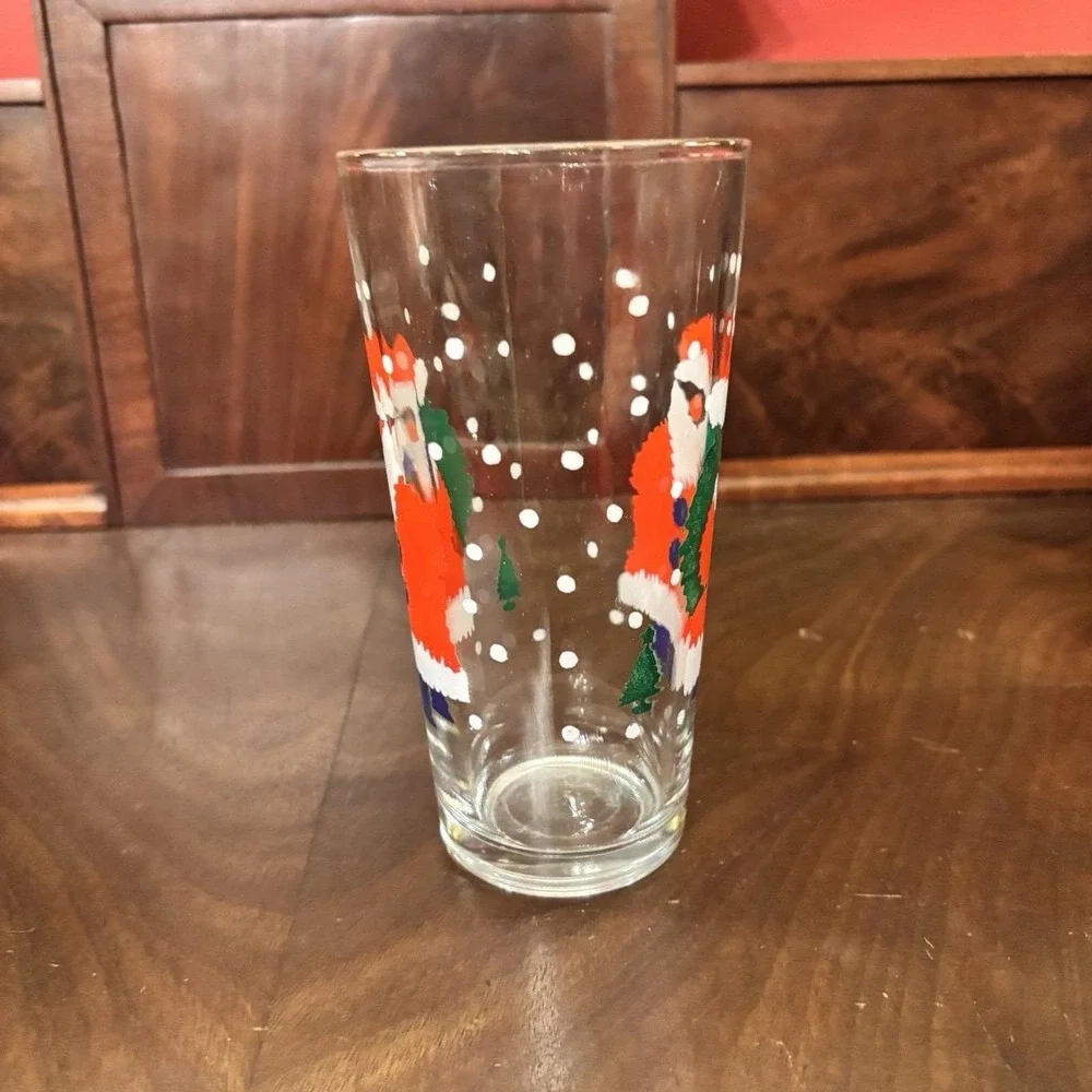 Vintage KIG Indonesia Santa Claus Christmas Tumblers Glasses Set of 4 6